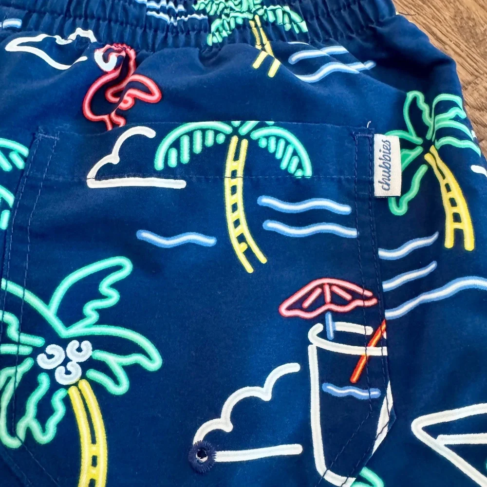 New Chubbies The Neon Lights Swim Trunks Mens Size S 5.5